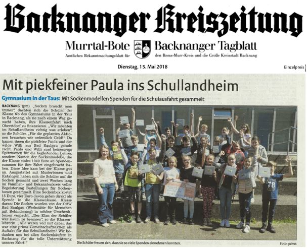 Backnanger Kreiszeitung 15.05.2018